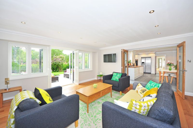 Home 13 Modern living room with open plan kitchen and garden view br 1787072999